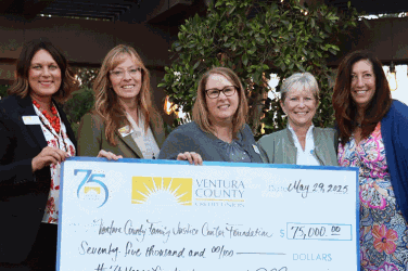 Group holding large check Group holding large check